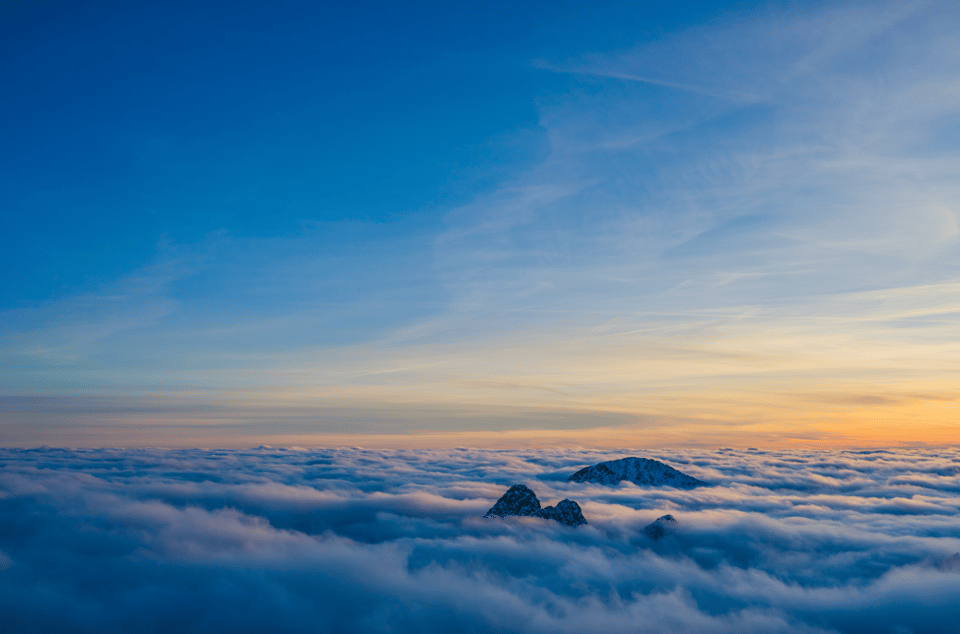 Blue sky above the clouds